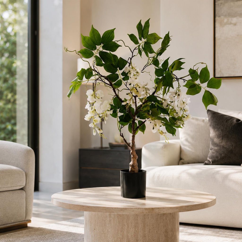 90cm Artificial White Wisteria Bush