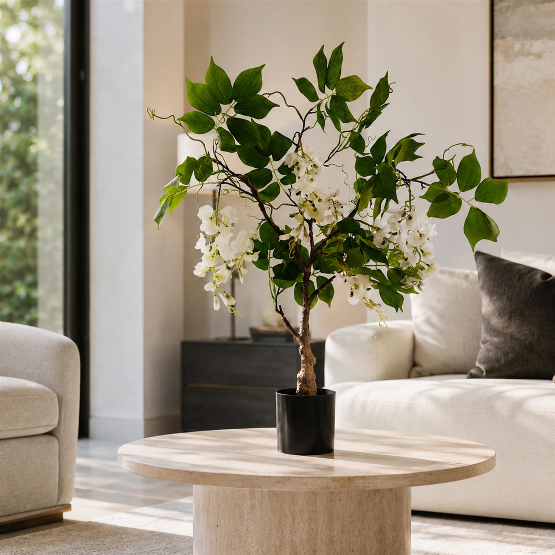 90cm Artificial White Wisteria Bush
