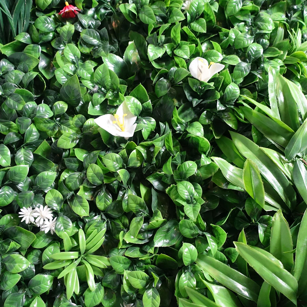 100cm Artificial Mixed Foliage Green Wall Panel Floral Detail Wall