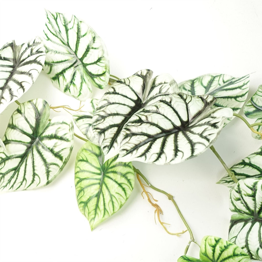 120cm Artificial Hanging Trailing Plant Alocasia Dragon Scale Light