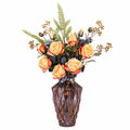 65cm Artificial Yellow Rose Display Geometric Glass Vase