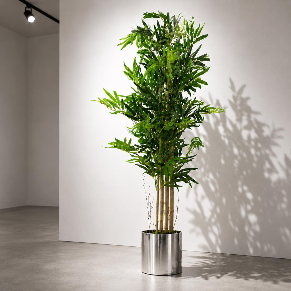 120cm Natural Look Artificial Bamboo Plants Trees with Silver Planter