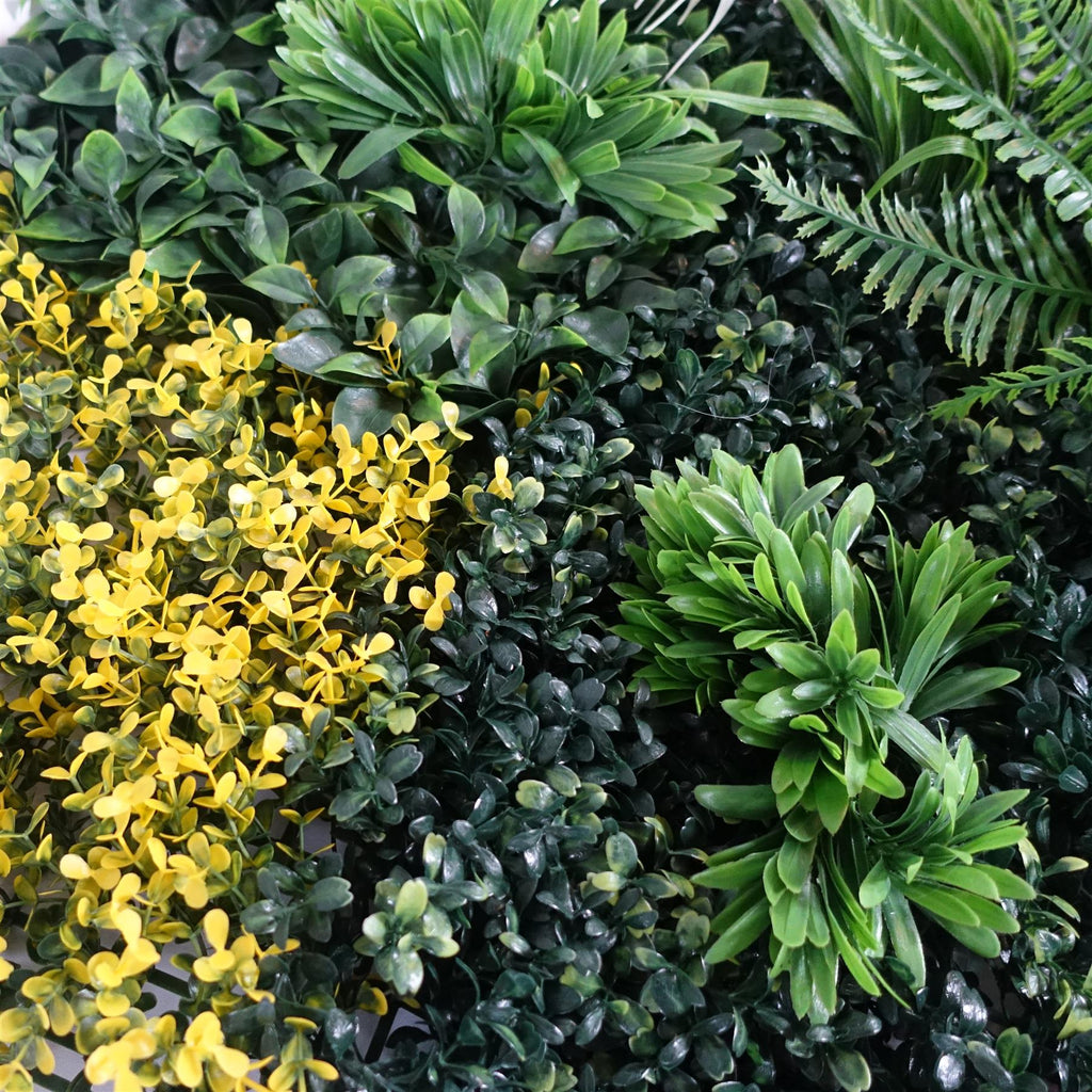 100cm Artificial Tropical Mixed Foliage Green Wall Panel Red Yellow