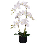 65cm Luxury Artificial Orchid 3 Stems Soft White Plant