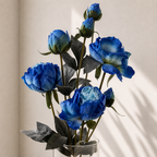 55cm Blue Peony Artificial Flowers Spray 4 Flowers 3 Buds