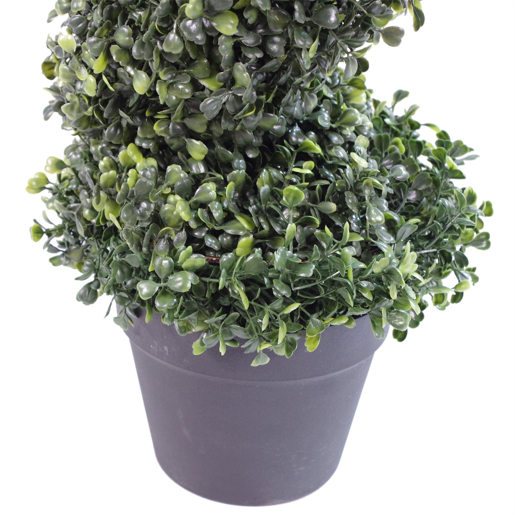 90cm Artificial Boxwood Tower Tree Topiary Spiral Metal Top