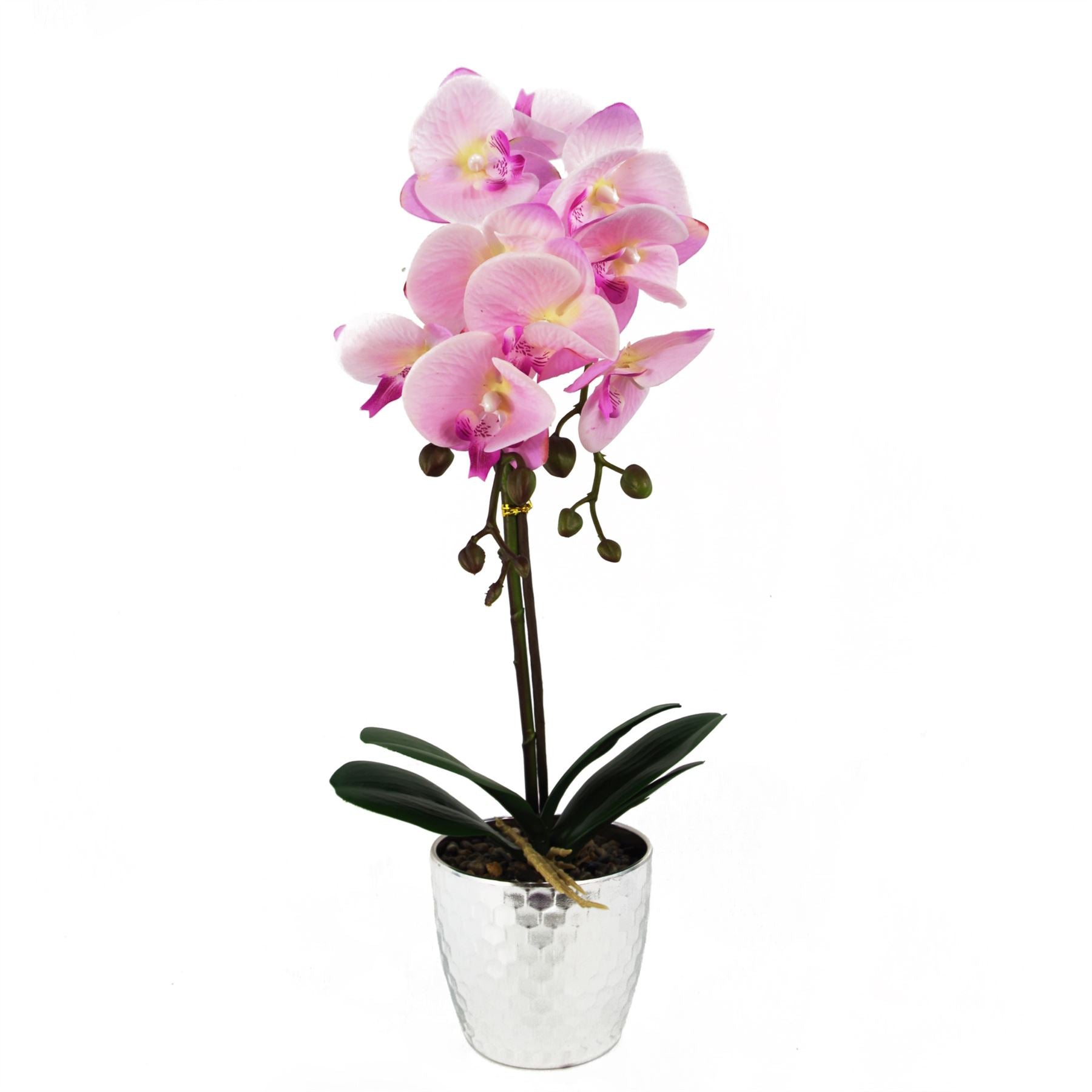 Artificial 50cm Phalaenopsis Orchid Light Pink Silver