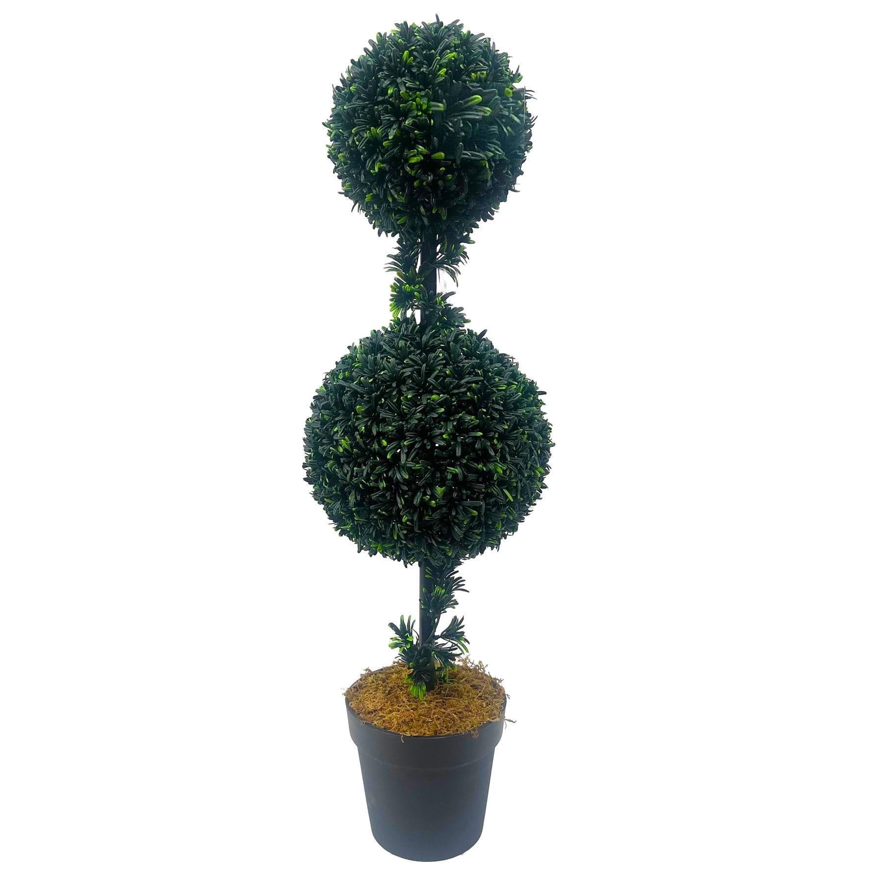 90cm Podocarpus Double Ball Topiary Tree Artificial