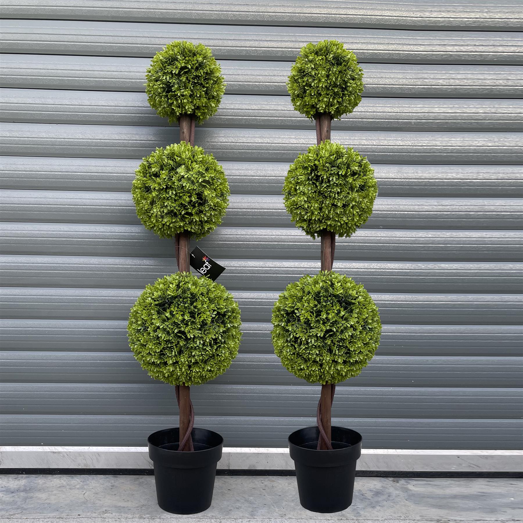 120cm Artificial Pair of Green Triple Ball Topiary Trees