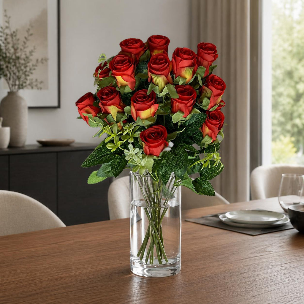 52cm Artificial Red Rose Bunch
