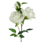 80cm Artificial White Rose Stem 3 flowers