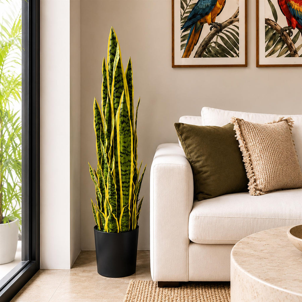 90cm Artificial Sansevieria Yellow Green Indoor Plant