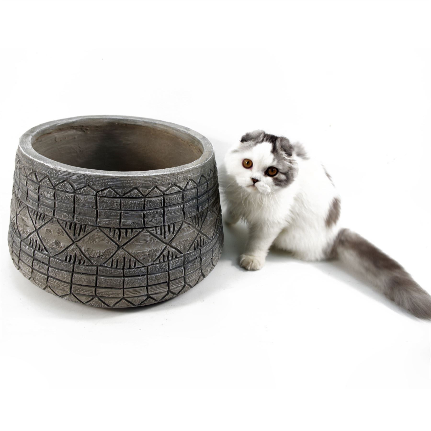 x 37cm Large Grey Gliese Embossed Planter 22cm
