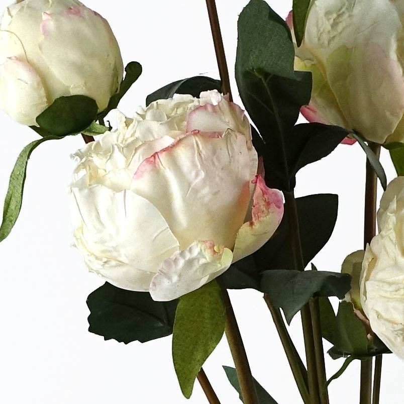 55cm Cream Peony Artificial Flowers Spray 4 Flowers 3 Buds
