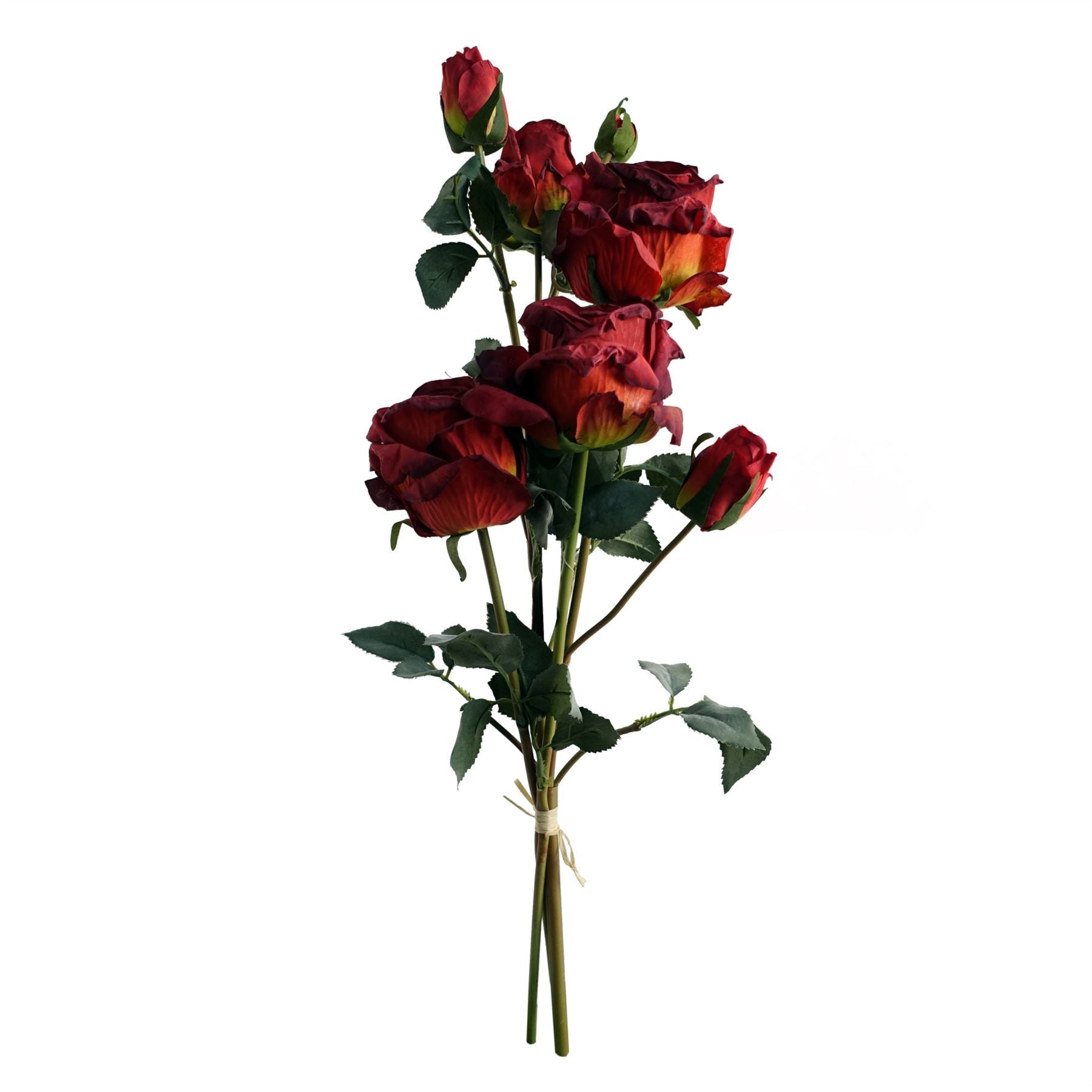 60cm Artificial Red Rose and Eucalyptus Glass Diamond Vase