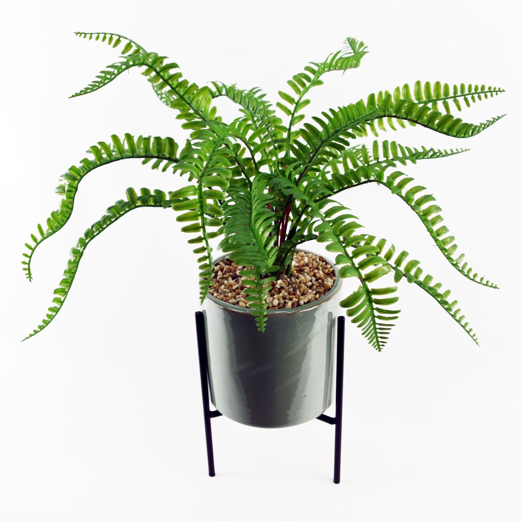 40cm Artificial Fern with Ceramic Planter Stand