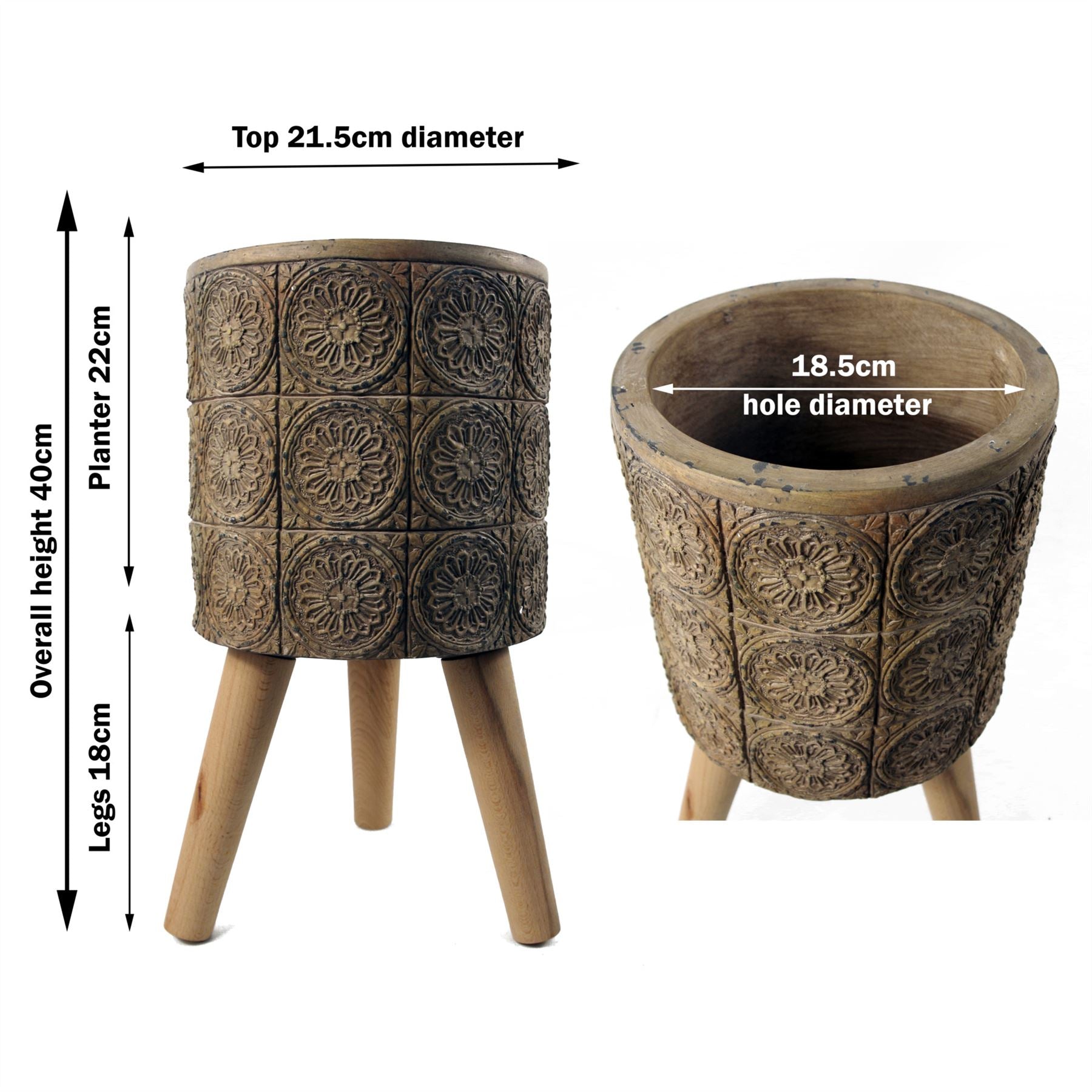 x 21.5cm Zandi Flowers Composite Large Planter 40cm
