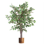 130cm LARGE White Edge Ficus Artificial Plant Tree Copper Planter