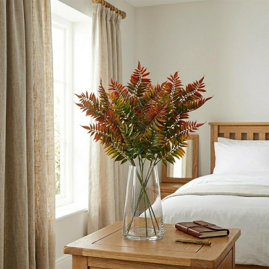50cm Artificial Fern Spray Stem Autumn Orange