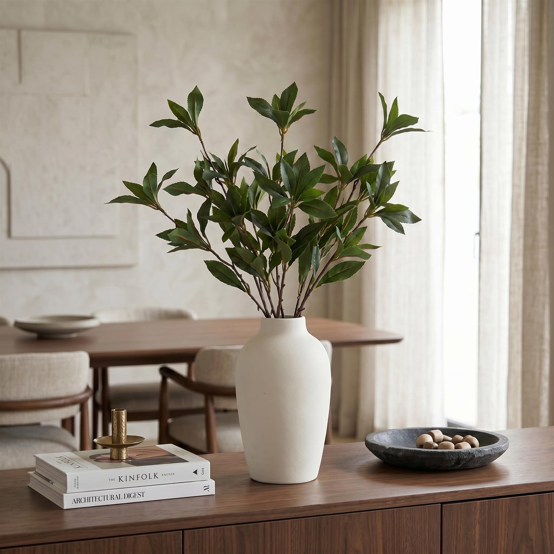 55cm Artificial Laurel Leaf Spray Stem