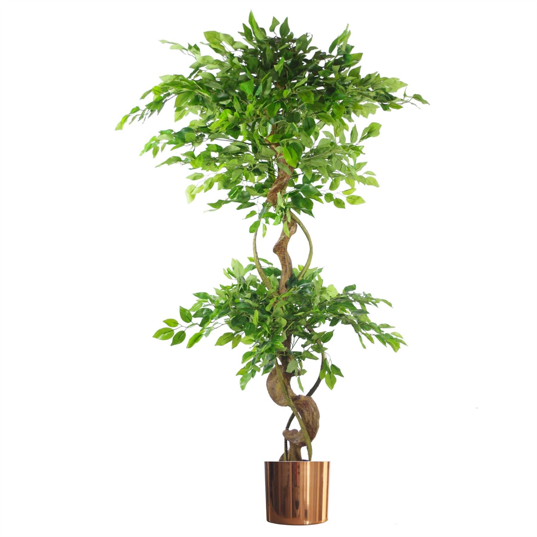 150cm Twisted Trunk Artificial Fruticosa Ficus Tree Copper Planter