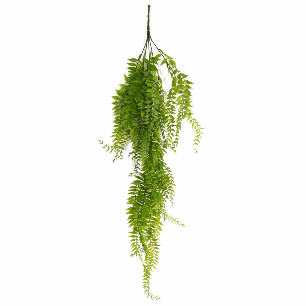 100cm Artificial Trailing Green Leaf Hanging Fern Plant Wired Stems