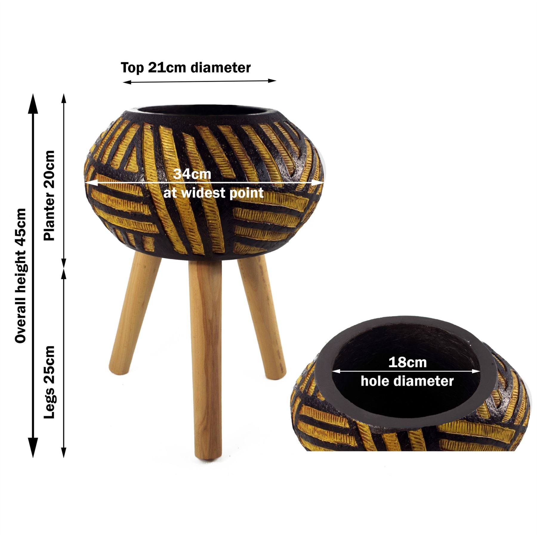 x 34cm Bali Composite Oval Large Planter 45cm