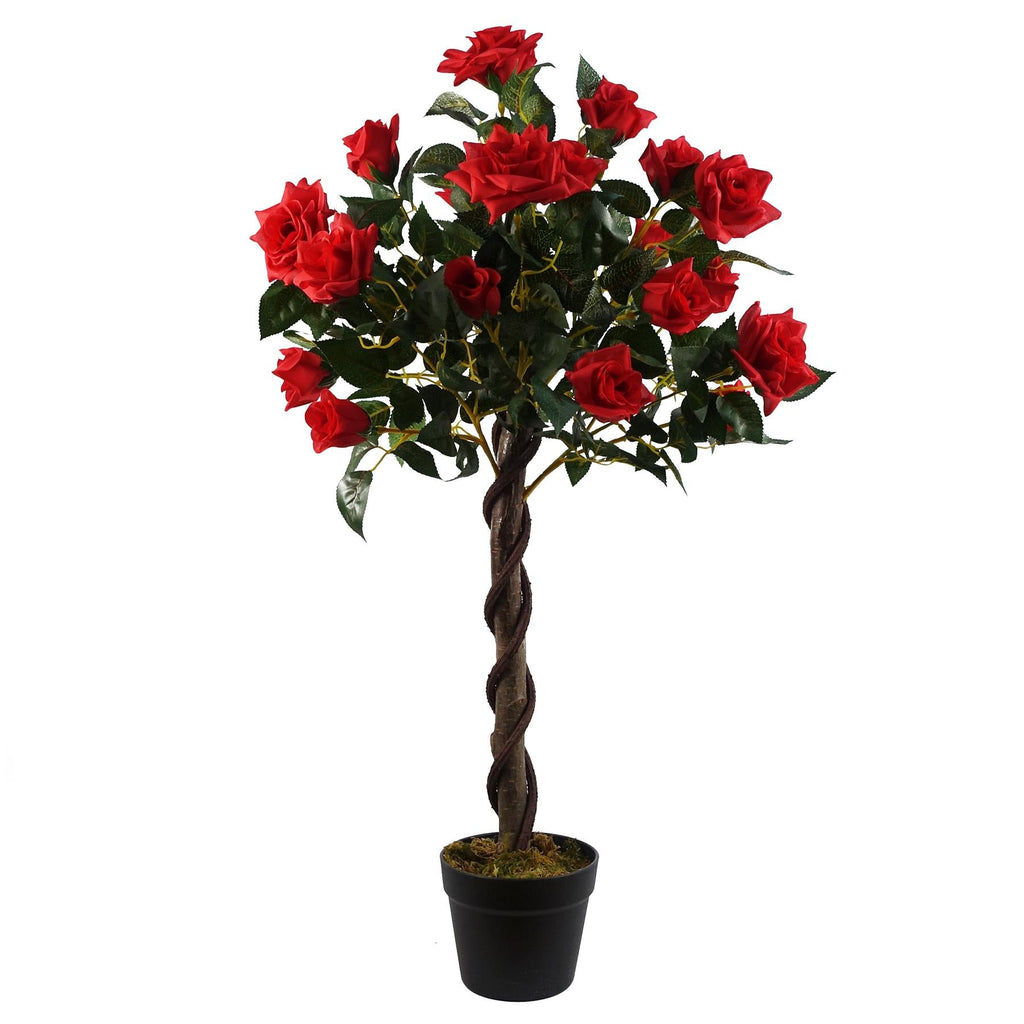 Artificial Red Rose Tree Wedding Twisted Vine Detail 90cm
