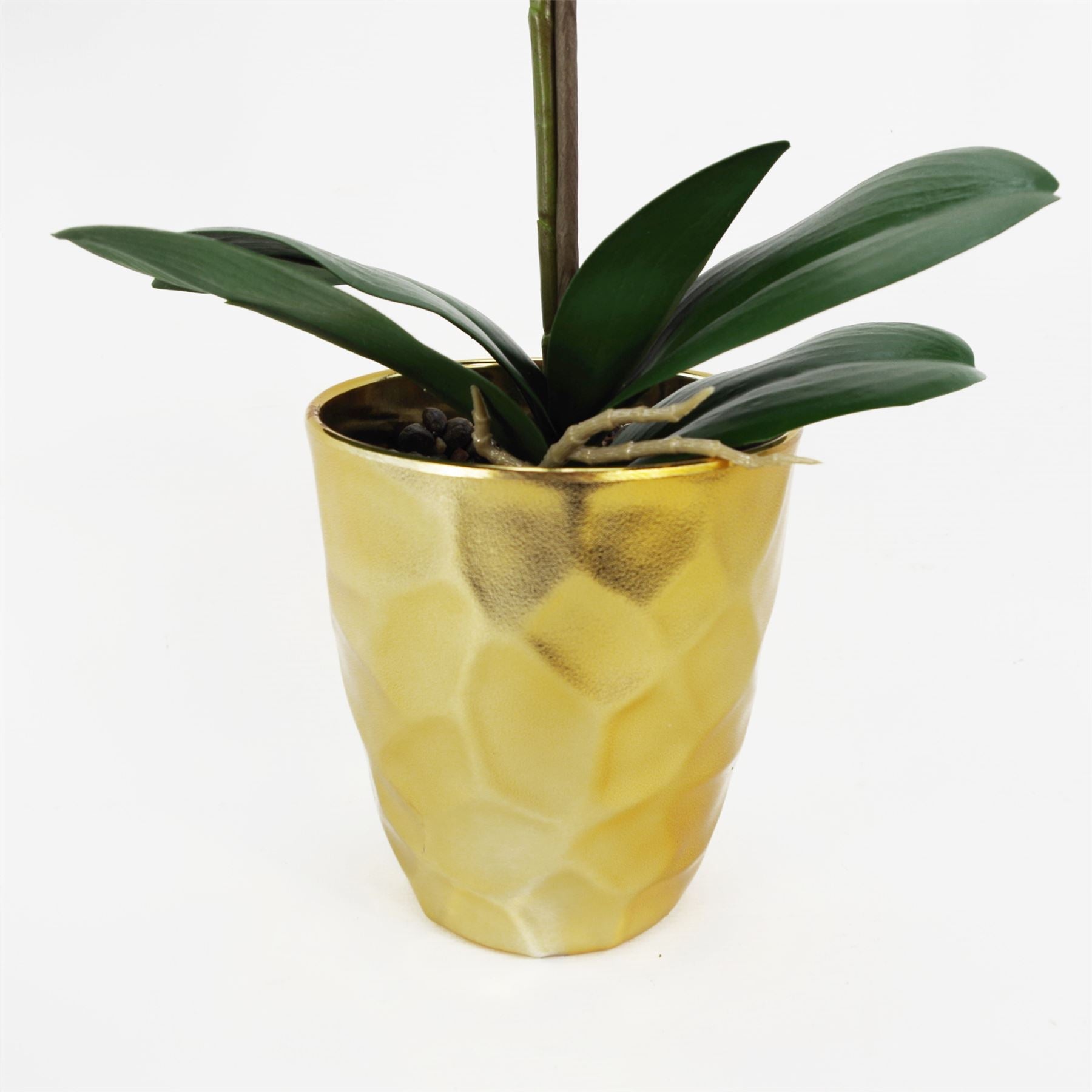 54cm Artificial Orchid Plant Dark Pink Gold Pot