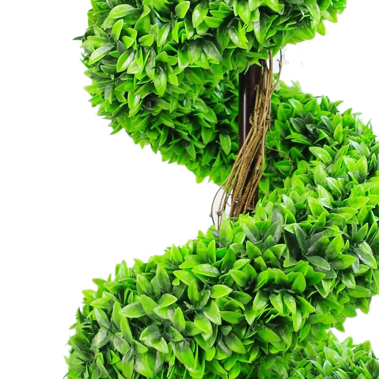 90cm Artificial Green Large Leaf Spiral with Decorative Planter