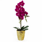 54cm Artificial Orchid Plant Dark Pink Gold Pot