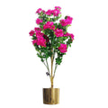 Artificial 100cm Azalea Pink Flowers Potted Plant with Gold Planter