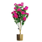 Artificial 100cm Azalea Pink Flowers Potted Plant with Gold Planter
