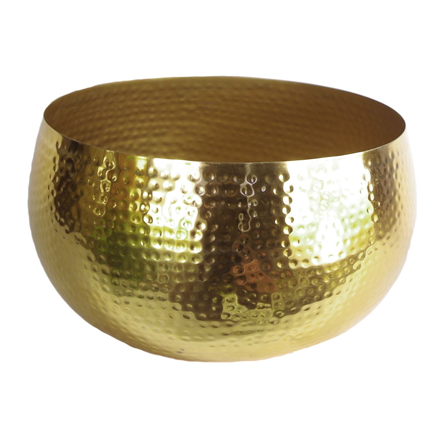 Leaf Metal Bowl Planter 32 x 20cm Hammered Gold Colour Straight Edge