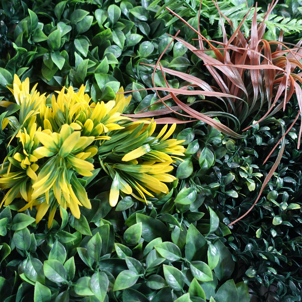 100cm Artificial Tropical Mixed Foliage Green Wall Panel Red Yellow