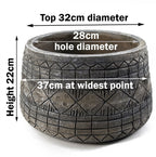 x 37cm Large Grey Gliese Embossed Planter 22cm