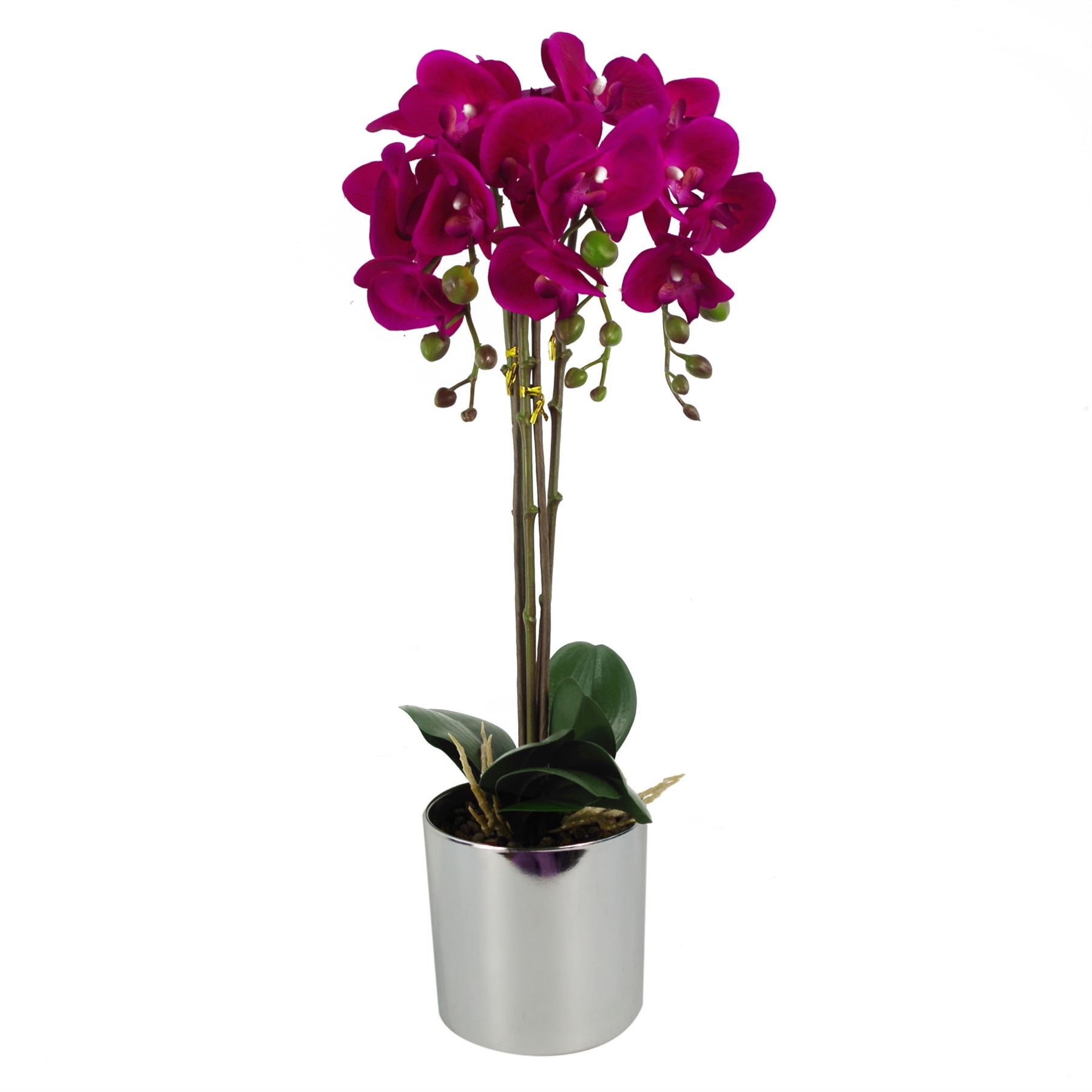 52cm Artificial Orchid Large Dark Pink Silver