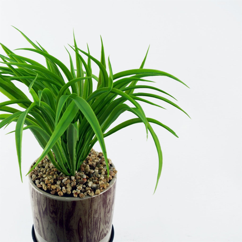 35cm Artificial Grass with Ceramic Planter Metal Stand