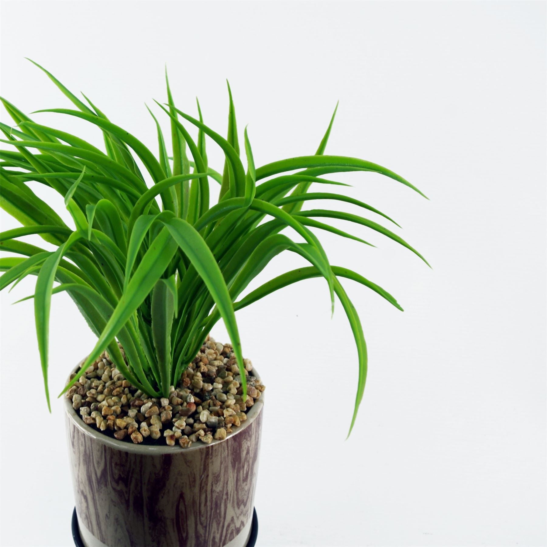 35cm Artificial Grass with Ceramic Planter Metal Stand