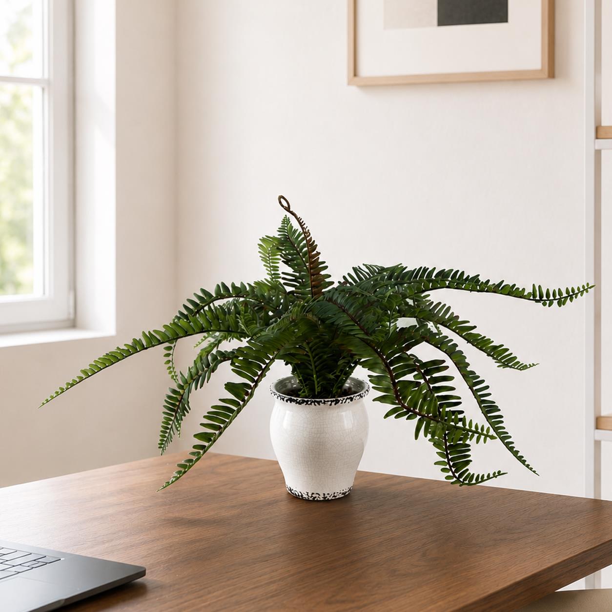 40cm Artificial Fern Bush in Decorative Planter
