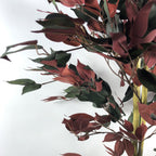 120cm Artificial Dark Red Green Ficus Plant Gold Planter