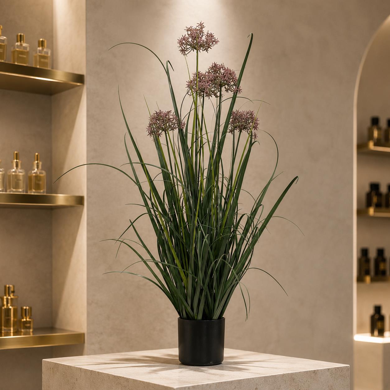 95cm Artificial Grass Plant Potted with Flower Detail