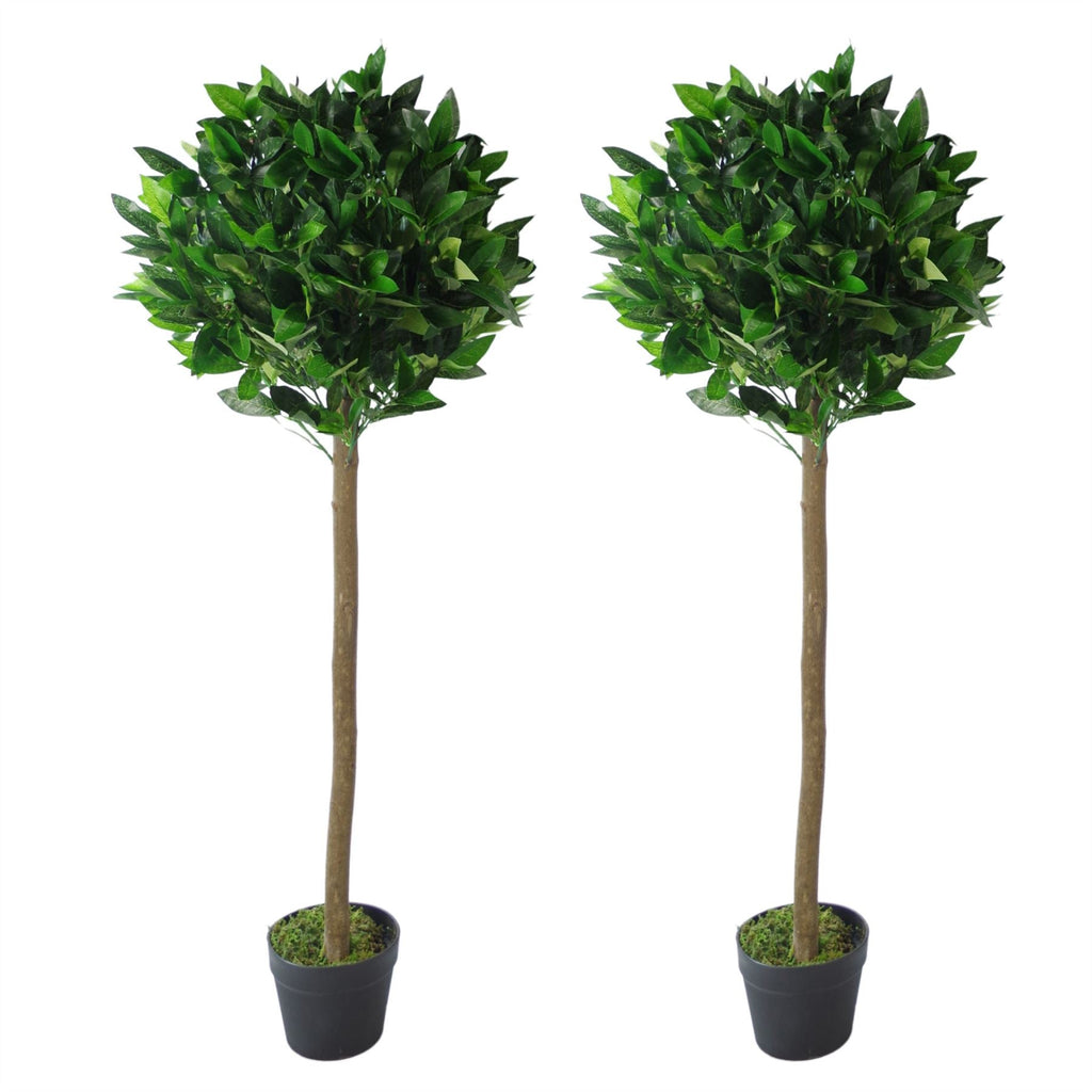 120cm UK Pair of Artificial Bay Topiary Ball Trees