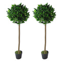 120cm UK Pair of Artificial Bay Topiary Ball Trees