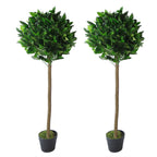 120cm UK Pair of Artificial Bay Topiary Ball Trees