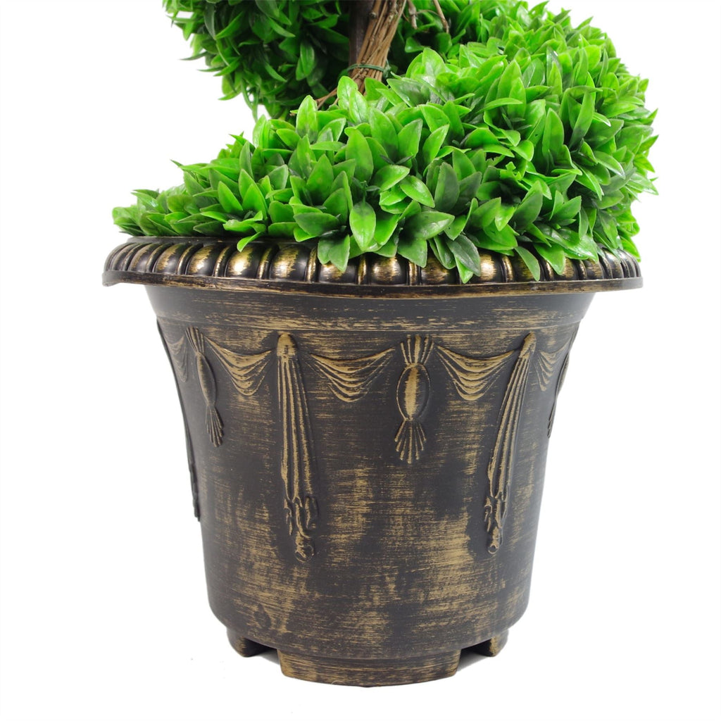 120cm Artificial Green Large Leaf Spiral with Decorative Planter