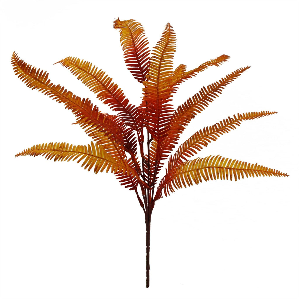 55cm Artificial Autumn Orange Fern Bush Plant