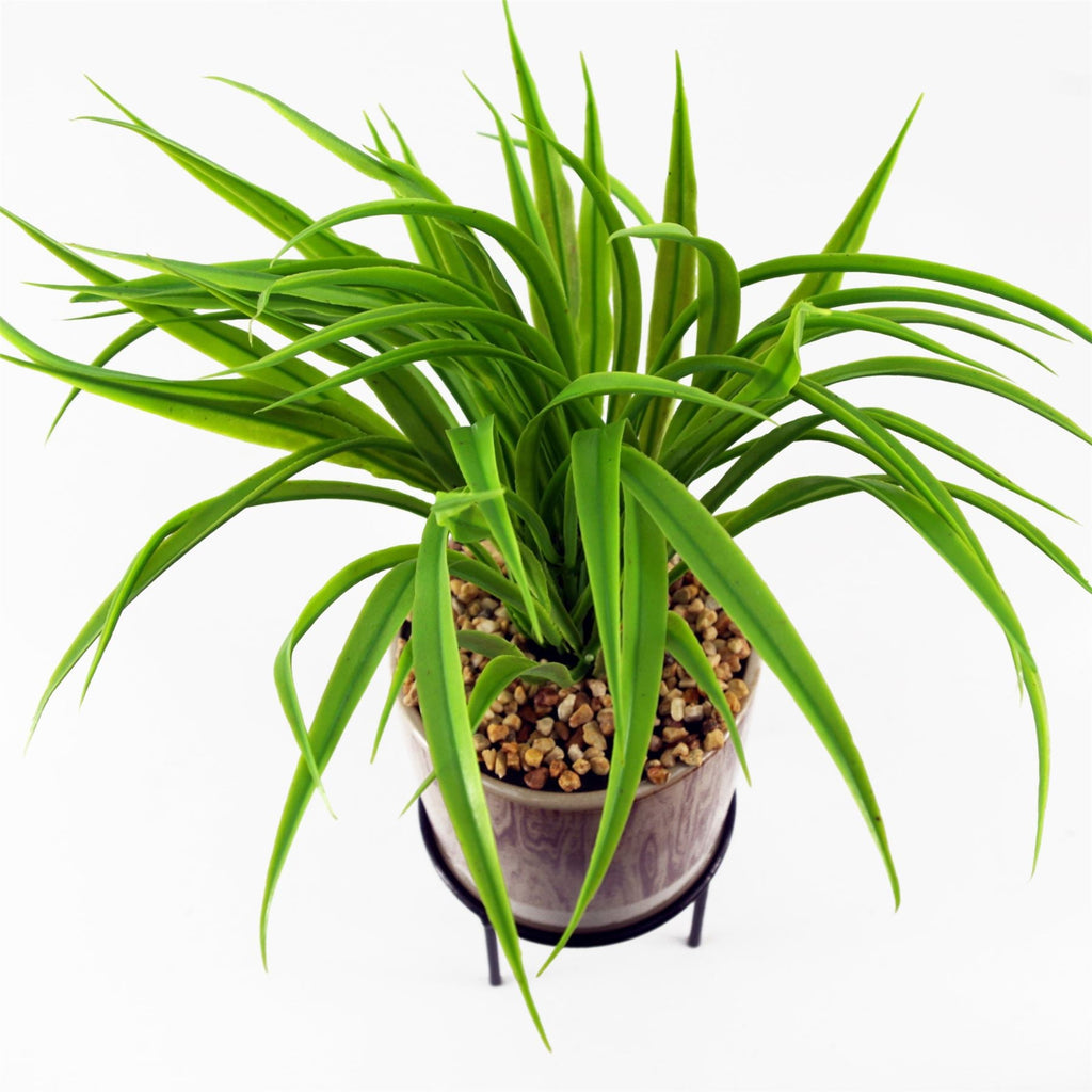 35cm Artificial Grass with Ceramic Planter Metal Stand