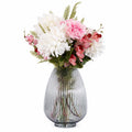 60cm Artificial Chrysanthemum and Orchid Display Glass Vase