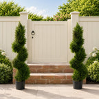 120cm Pair of Spiral Cypress Tree Artificial Topiary